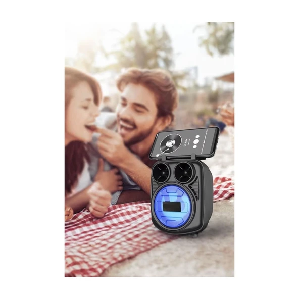 D32 Kablosuz Taşınabilir Telefon Tutacaklı Şarj Edilebilir Bluetooth Hoparlör Usb-Tf Speaker - 3