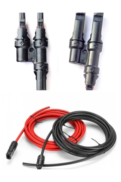 MC4 KONNEKTÖRLÜ 10 METRE (5S+5K) 4MM2 SOLAR KABLO SETİ VE 1 SET KABLOSUZ 2'Lİ KONNEKTÖR ürün görseli