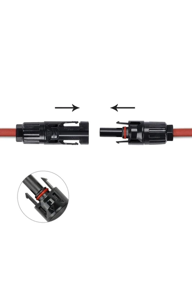 Solar Kablo 6 Mm2 Kırmızı-siyah 5+5 Toplam 10 Metre- 2 Set Mc4 Konnektörlü - Aynı Gün Kargoda - Resim 5