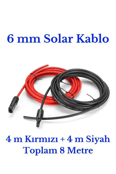 6 Mm Mc4 Soketli 8 Metre (4m+4m) Güneş Paneli Solar Kablo ürün görseli