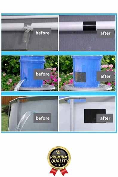 1 Adet Ekstra Güçlü Dayanıklı Su Geçirmez Sızdırmaz Yalıtım İzolasyon Siyah Tamir Bandı 10 Mt 48 Mm - Resim 7