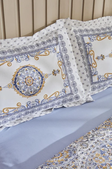 Aprika %100 Pamuk Çift Kişilik Nevresim Takımı Mavi - Resim 5