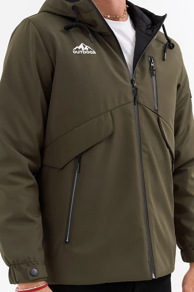 Erkek Yeşil Outdoor Su İtici Kapüşonlu Kaban – Rüzgar Geçirmez, Hafif ve Dayanıklı - 5