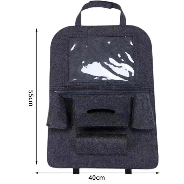 Glanz Araç Koltuk Arkası Organizer Koyu Gri Oto Tablet Telefon Tutucu Araba İçi Düzenleyici - 6