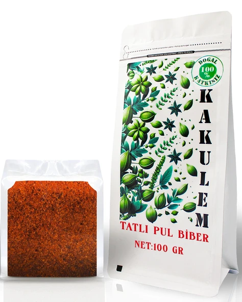 KAKULEM SERTİFİKALI Güneşte Kurutulmuş Tatlı Pul Biber 100 GR ürün görseli