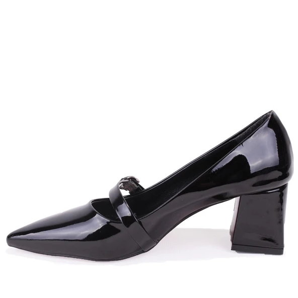 Dagoster DZA07-129604 Siyah Rugan Klasik Topuklu Kadın Ayakkabı - 3