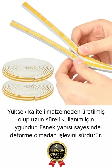 Güçlü Kendinden Yapışkanlı Kapı Pencere Soğuk Hava Geçirmez Yalıtım İzolasyon Beyaz Fitil 20 Metre - 2