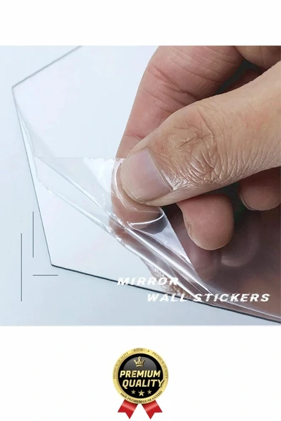 Yeni Seri Modern Şık Tasarım Dekoratif Altıgen Ev Ofis Duvar Dolap Yapışkanlı Gold Ayna Seti 12 Adet - 4