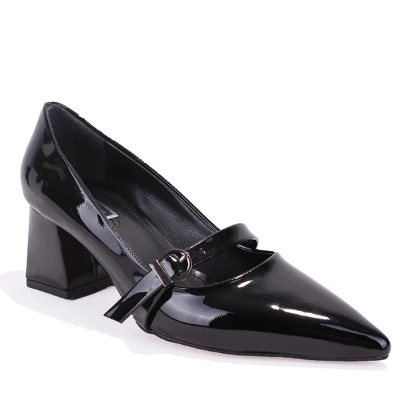 Dagoster DZA07-129604 Siyah Rugan Klasik Topuklu Kadın Ayakkabı