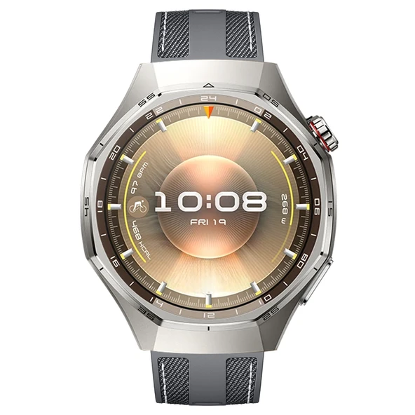 Sneezy Huawei Watch GT6 Pro 46mm ile Uyumlu Metal Tokalı Dikiş Detaylı Şık Dokuma Silikon Kordon  Gri - Resim 3