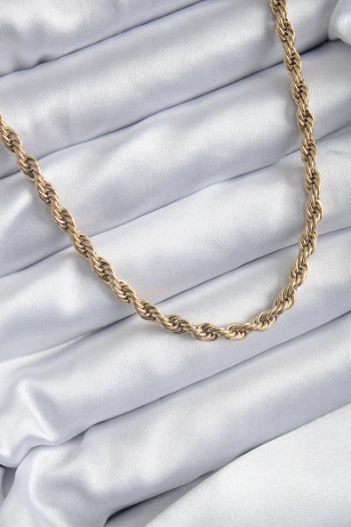 Tahtakale Toptancı  Çelik Gold Renk 60 cm Burgu Model Kadın Kolye 7972 - 1