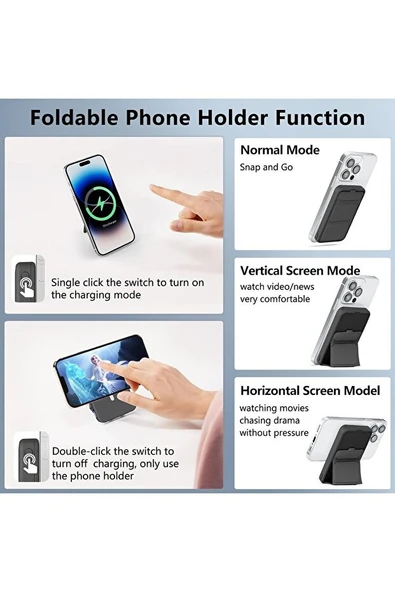 10.000 mAh Manyetik Standlı Powerbank Hızlı Şarj ve Taşınabilir Şarj Cihazı - 3