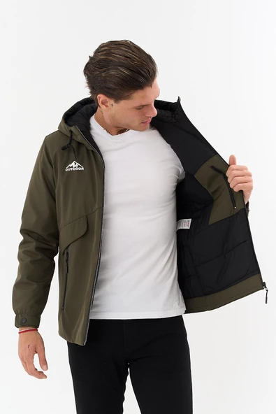 Erkek Yeşil Outdoor Su İtici Kapüşonlu Kaban – Rüzgar Geçirmez, Hafif ve Dayanıklı - 3