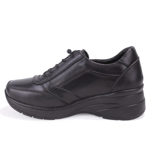 Dagoster DZA07-1309045 Siyah Ortopedik Günlük Deri Kadın Ayakkabı - Resim 3
