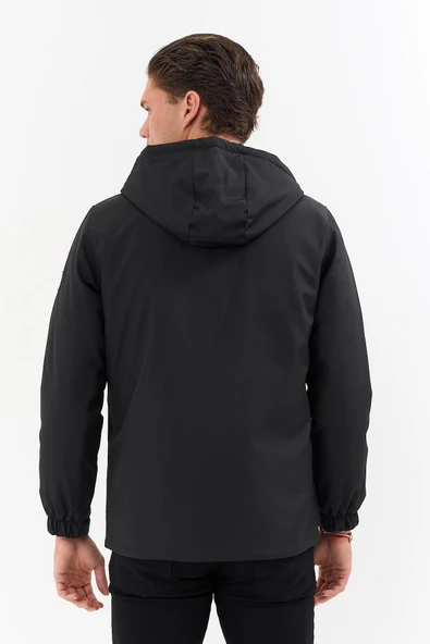Erkek Siyah Outdoor Su İtici Kapüşonlu Kaban – Rüzgar Geçirmez, Hafif ve Dayanıklı - Resim 6