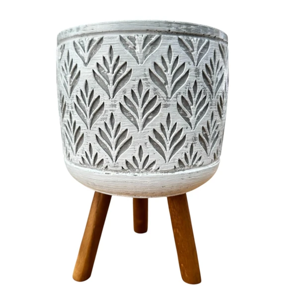 Bitki Tasarımı Ev dekorasyon Gri Lotus Ayaklı Beton Saksı Çiçeklik Saksılık ürün görseli