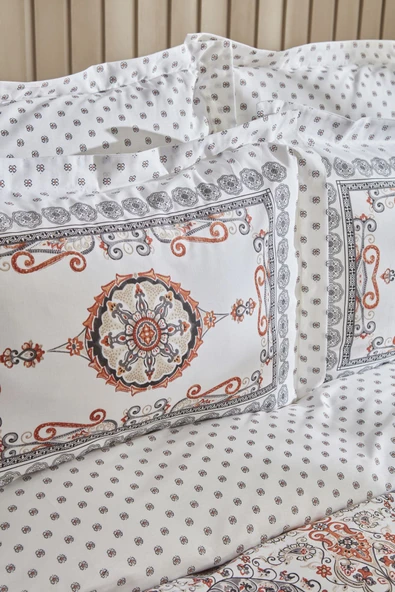 Aprika %100 Pamuk Çift Kişilik Nevresim Takımı Kiremit - Resim 9