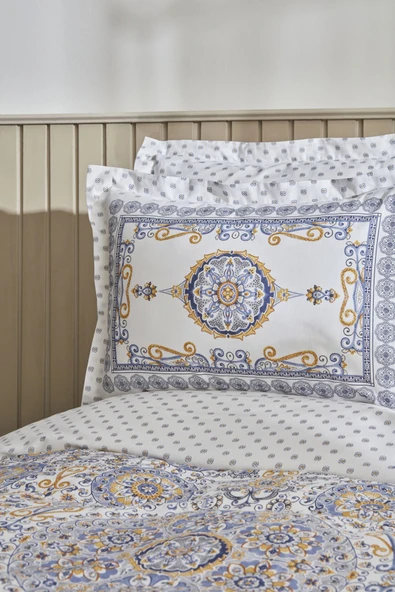 Aprika %100 Pamuk Çift Kişilik Nevresim Takımı Mavi - Resim 7