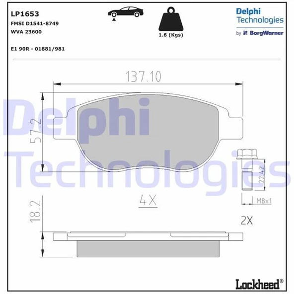 ÖN BALATA P207 06 P307 00 DOBLO 01 PARTNER 03 BERLINGO 00 C3 02 C4 04 XSARA 00  1647873980-4252.53-1611140980 ürün görseli