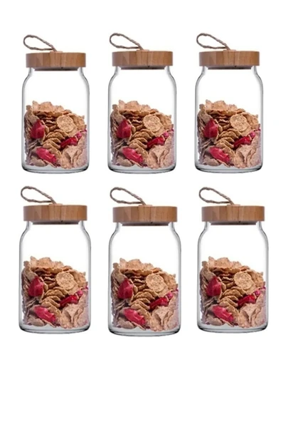 Paşabahçe Woody Bambu Kapaklı Kavanoz 6 Adet 43583 860 cc - Resim 2