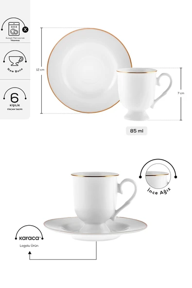 Alin 6 Kişilik Kahve Fincan Takımı 85 ml - Resim 10