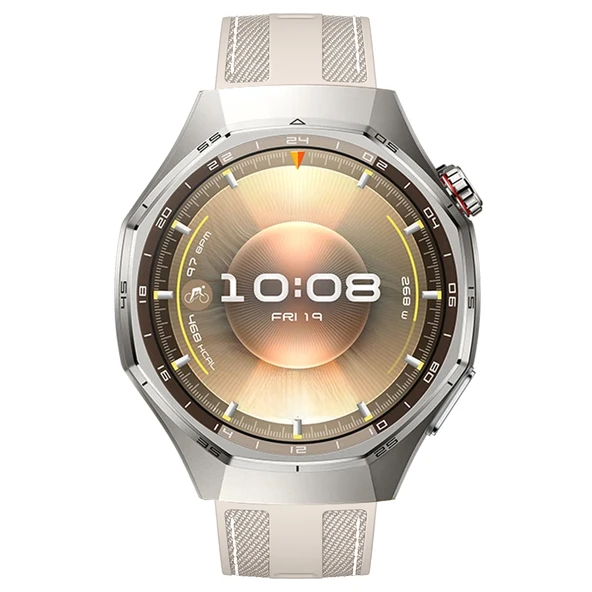 Sneezy Huawei Watch GT6 Pro 46mm ile Uyumlu Metal Tokalı Dikiş Detaylı Şık Dokuma Silikon Kordon  Starlight - Resim 3