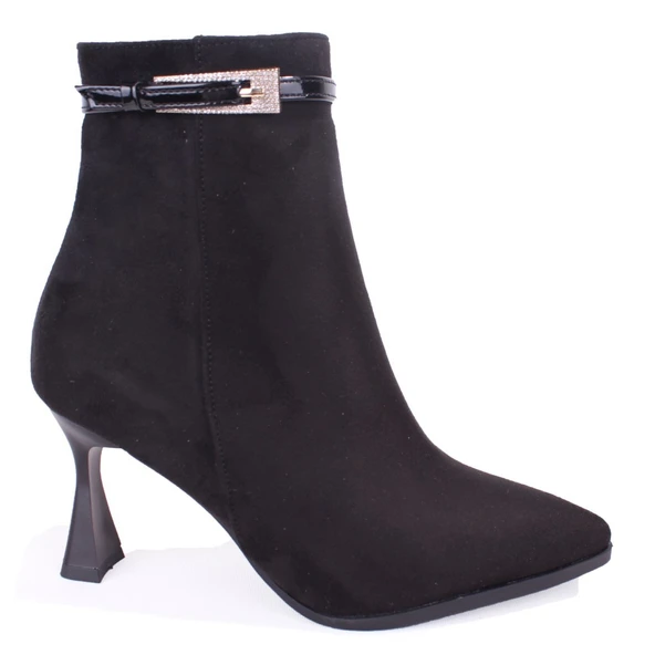 Dagoster DZA07-11332005 Siyah Süet Klasik Topuklu Kadın Bot - 2