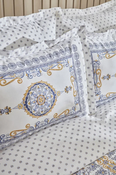 Aprika %100 Pamuk Çift Kişilik Nevresim Takımı Mavi - Resim 6