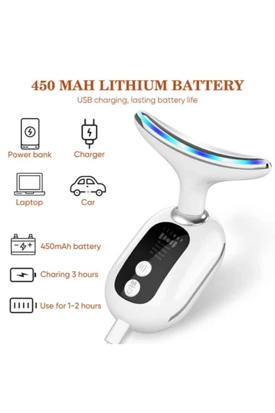 400mAh 45 Derece 3 Modlu Isıtmalı Yüz ve Boyun Kırışıklık ve Sıkılaştırma Cihazı - 6