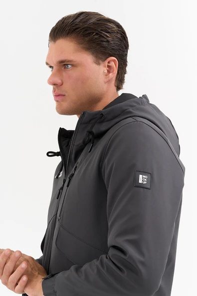 Erkek Gri Outdoor Su İtici Kapüşonlu Kaban – Rüzgar Geçirmez, Hafif ve Dayanıklı - 4