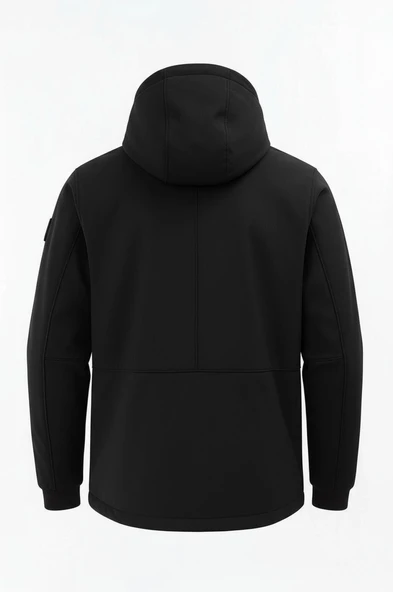 Erkek Çocuk Siyah Outdoor Su İtici Kapüşonlu Kaban – Rüzgar Geçirmez, Hafif ve Dayanıklı - 4