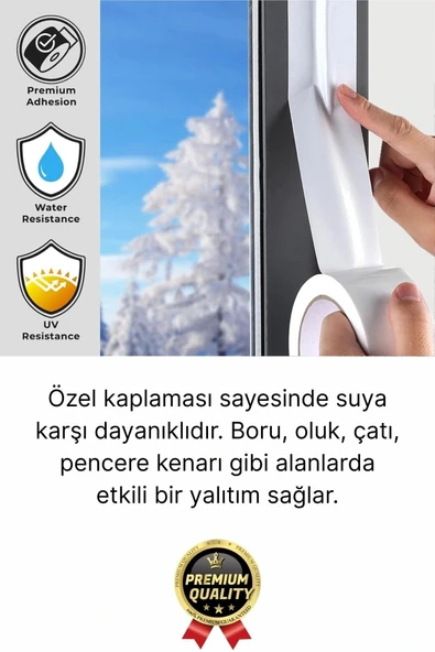 5 Adet Ekstra Güçlü Dayanıklı Su Geçirmez Sızdırmaz Yalıtım İzolasyon Beyaz Tamir Bandı 10 Mt 48 Mm - 2