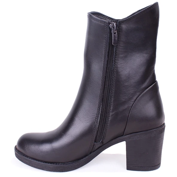 Dagoster DZA07-1314700 Siyah Klasik Topuk Deri Kadın Bot - 3