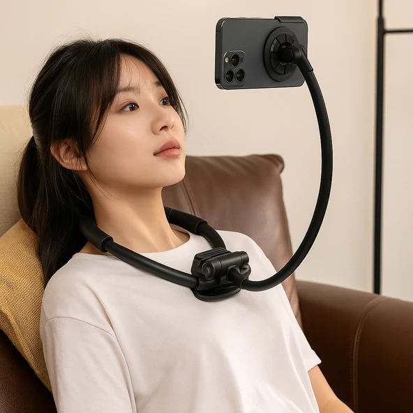 C156 Boyun Askılı Telefon Tutucu Eller Serbest Kullanım Film Oyun ve  Online Ders - 4