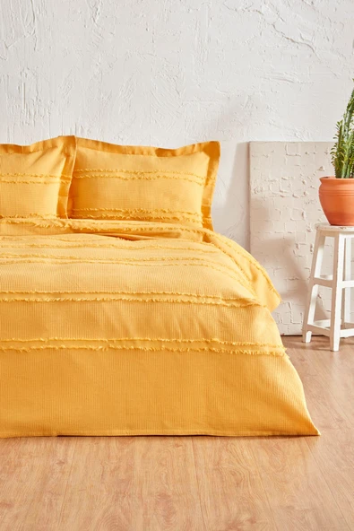 Hazel Çift Kişilik Yatak Örtüsü Takımı Sarı ürün görseli