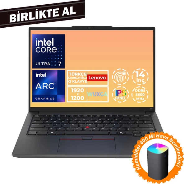 Lenovo ThinkPad E14 G6 U7 155H 32GB 1TB SSD 14" WUXGA W11P Laptop + Hava Nemlendirici 21M7006LTX 054