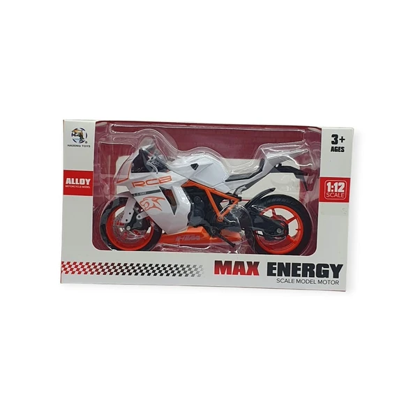1:12 Ölçekli Model Motosiklet - HX797 - Beyaz - 4