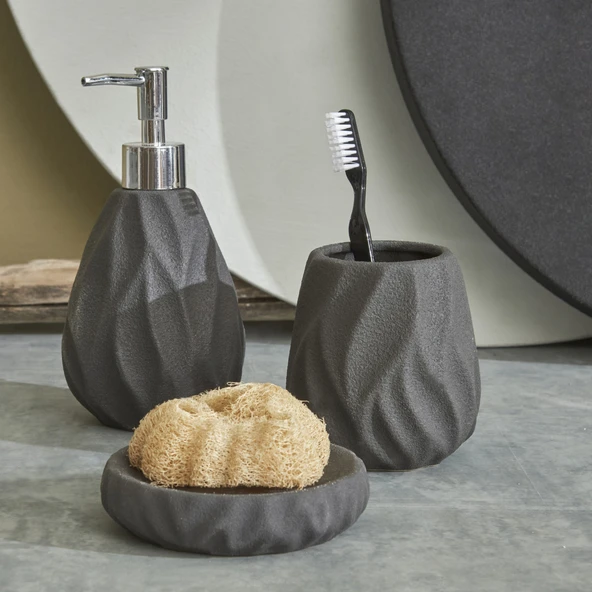Karaca Home France 3lü Banyo Aksesuarı Seti Siyah ürün görseli