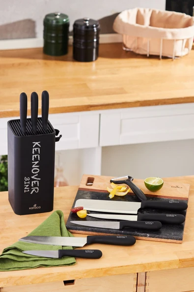 Keenover 3in1 Soyma/Doğrama/Satır/Soyacaklı Standlı 10 Parça Bıçak Seti - Resim 9
