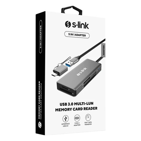 <![CDATA[S-LINK SL-CR51 USB-USBC METAL KART OKUYUCU]]> - Resim 5