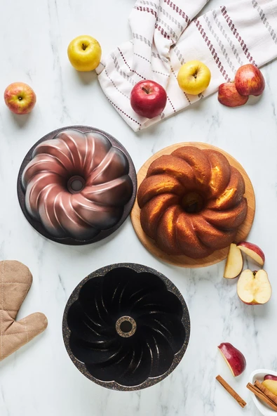 Nevera Degradeli Döküm Kek Kalıbı Rose Gold 26 Cm - 2