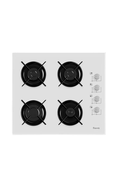 Ferre 2140 Beyaz 60 Cm Emaye Izgaralı Cam Ocak - 1