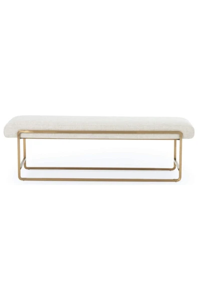 Strom Yatak Ucu Oturma Bankı Makyaj Oturağı Metal Ayaklı Krem Puf Bench Montajsız Oturak - 4