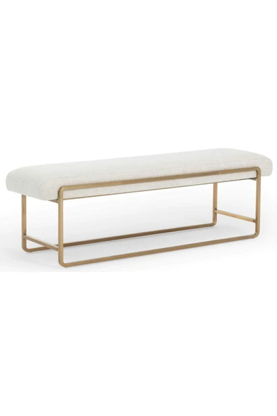 Strom Yatak Ucu Oturma Bankı Makyaj Oturağı Metal Ayaklı Krem Puf Bench Montajsız Oturak - 2