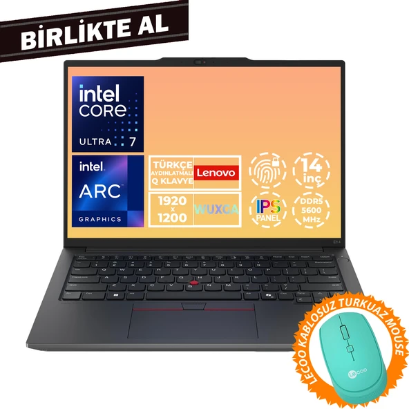 Lenovo ThinkPad E14 G6 U7 155H 16GB 1TB SSD 14" WUXGA W11P Laptop + Mouse 21M7006LTX 048 ürün görseli 1
