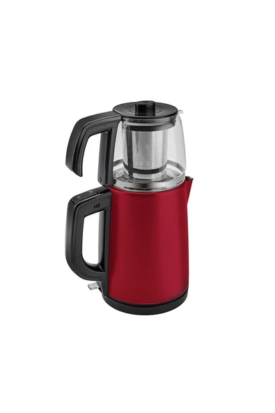 Tea Glass 2 In 1 Çelik Çay Makinesi Ve Kettle Viva Magenta - Resim 8