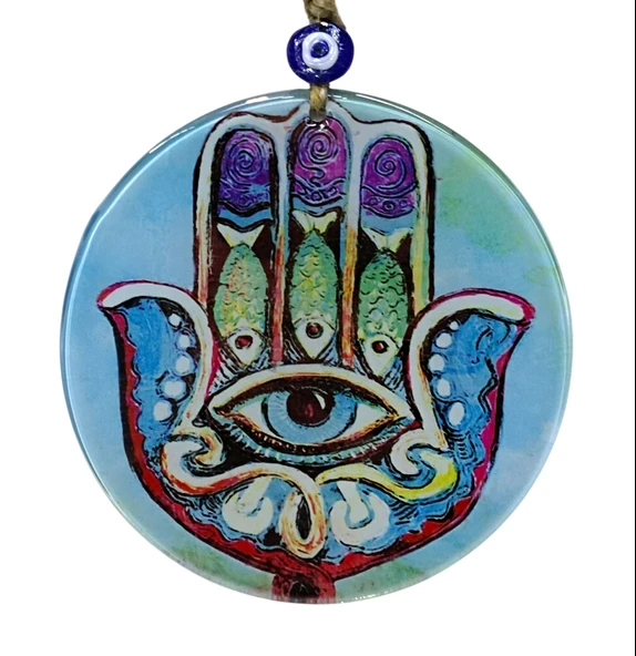 Fatma Ana Bereket Eli Şekilli 16 Santimetre Çapında Füzyon Cam Duvar Dekoru ürün görseli