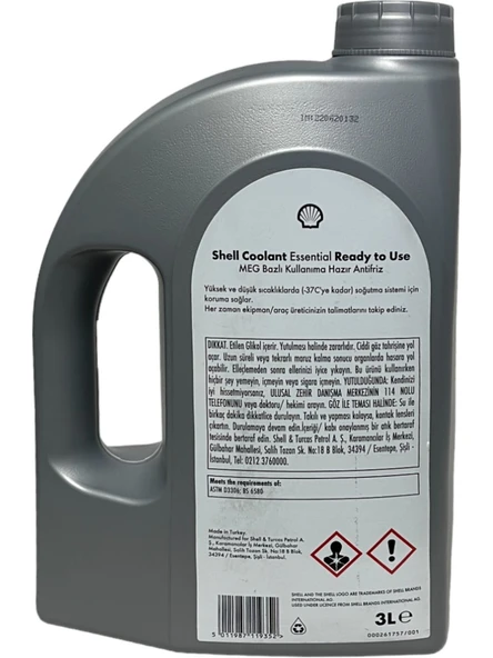 Shell Coolant Essential 4 Mevsimlik Mavi Hazır Antifriz 3 Litre - 2