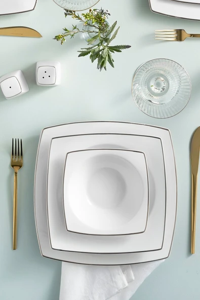 Karaca Jamie New Bone 57 Parça 12 Kişilik Yemek Takımı Platin - Resim 2