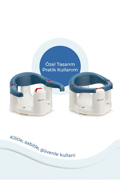 Babyjem Önden Açılır Banyo ve Mama Oturağı ve Minderi - 2 ' Li Set İndigo Mavi - 5